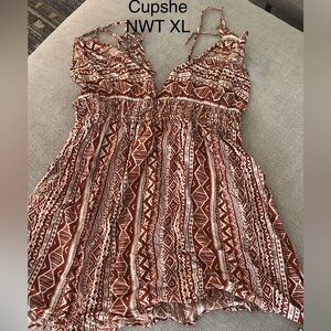 Cupshe Tribal Pattern Dress in Brown and Cream